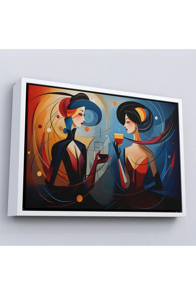 Trezon Ahşap Çerçeveli Kandinsky Tarzı Güzel Kadınlar Tablosu-7248 ürün görseli 1
