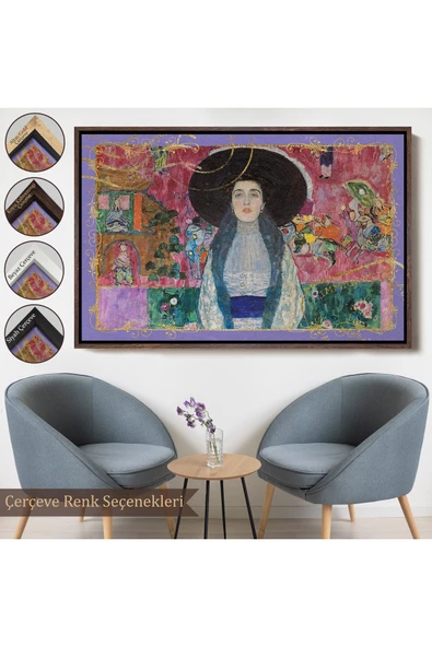 Trezon Ahşap Çerçeveli Gustav Klimt - Adele Bloch Tablo-7086 - Resim 7