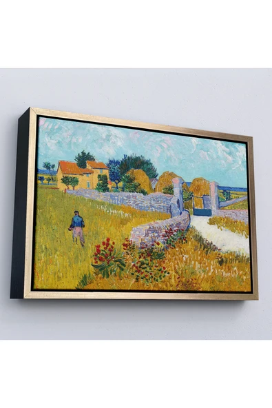 Trezon Ahşap Çerçeveli Vincent Van Gogh Provence’De Çiftlik Evi Tablo-7168 ürün görseli 1