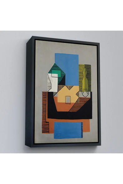 Trezon Ahşap Çerçeveli Pablo Picasso - Gitar, Şişe Ve Meyve Kase Tablosu-7317 ürün görseli 1