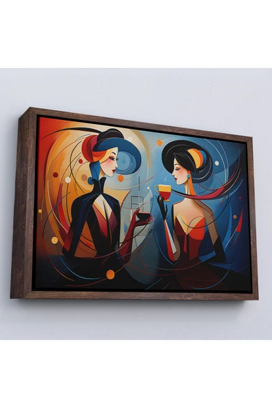 Trezon Ahşap Çerçeveli Kandinsky Tarzı Güzel Kadınlar Tablosu-7248 ürün görseli 1