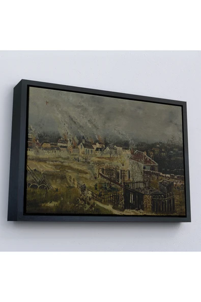 Trezon Ahşap Çerçeveli Henri Rousseau - Champigny Savaşı Tablosu-7054 ürün görseli 1