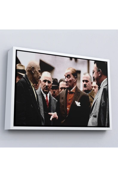 Trezon Ahşap Çerçeveli Muatafa Kemal Atatürk Yurttaş İle Konuma Tablosu-7193 ürün görseli 1
