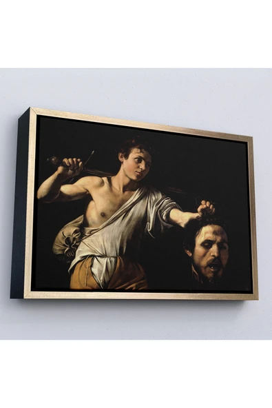 Trezon Ahşap Çerçeveli Caravaggio - David With The Head Of Goliath, Davud Goliath'In Başı Tablosu-7066 ürün görseli 1
