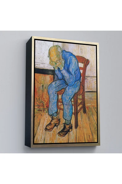Trezon Ahşap Çerçeveli Acı Çeken Yaşlı Adam Sonsuzluğun Eşiğinde Tablosu - Vincent Van Gogh-7442 ürün görseli 1