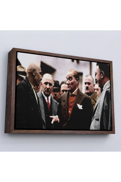 Trezon Ahşap Çerçeveli Muatafa Kemal Atatürk Yurttaş İle Konuma Tablosu-7193 ürün görseli 1