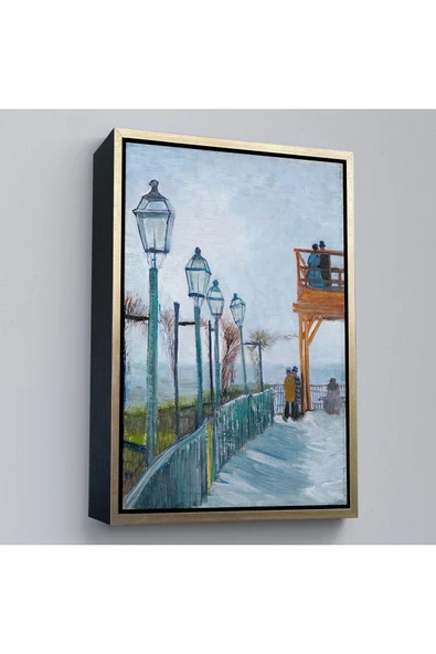 Trezon Ahşap Çerçeveli Vincent Van Gogh -Moulin De Blute-Fin Montmartre'Deki Terastablo-7454 ürün görseli 1