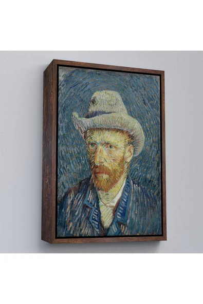Trezon Ahşap Çerçeveli Vincent Van Gogh - Hasır Şapkalı Otoportre Tablosu-7481 ürün görseli 1