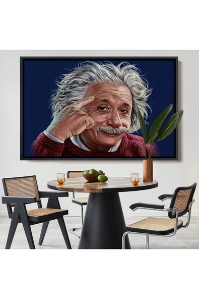 Trezon Ahşap Çerçeveli Albert Einstein Tablosu-7252 - Resim 8