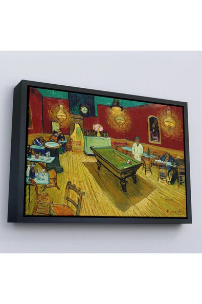 Trezon Ahşap Çerçeveli Vincent Van Gogh - Gece Kahvesi Tablosu - The Night Cafe-7161 ürün görseli 1