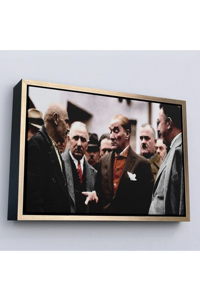 Trezon Ahşap Çerçeveli Muatafa Kemal Atatürk Yurttaş İle Konuma Tablosu-7193 ürün görseli 1