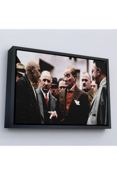 Trezon Ahşap Çerçeveli Muatafa Kemal Atatürk Yurttaş İle Konuma Tablosu-7193 ürün görseli 1