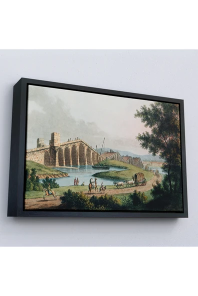 Trezon Ahşap Çerçeveli Luigi Mayer - Kanuni Sultan Süleyman Köprüsü Tablosu-7035 ürün görseli 1