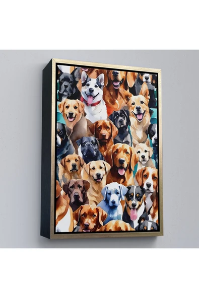 Trezon Ahşap Çerçeveli Sevimli Köpekler Tablosu-7920 ürün görseli 1