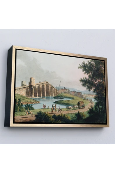 Trezon Ahşap Çerçeveli Luigi Mayer - Kanuni Sultan Süleyman Köprüsü Tablosu-7035 ürün görseli 1