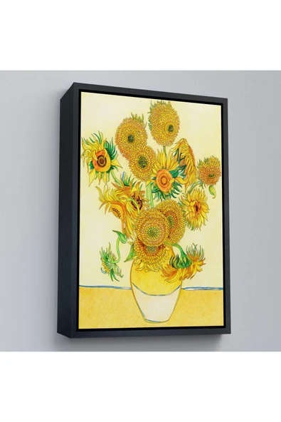 Trezon Ahşap Çerçeveli Vincent Van Gogh - Ayçiçekleri Tablo-7447 ürün görseli 1