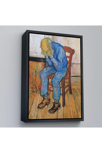 Trezon Ahşap Çerçeveli Acı Çeken Yaşlı Adam Sonsuzluğun Eşiğinde Tablosu - Vincent Van Gogh-7442 ürün görseli 1
