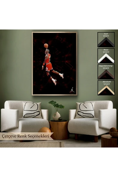 Trezon Ahşap Çerçeveli Michael Jordan Tablo-7751 - Resim 6