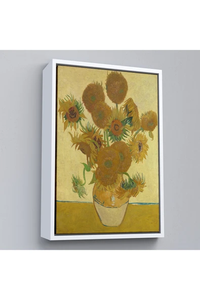Trezon Ahşap Çerçeveli Vincent Van Gogh - Ayçiçekleri Tablo-7468 ürün görseli 1
