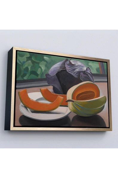 Trezon Ahşap Çerçeveli Auguste Herbin - Kavunlu Natürmort - Still Life With Melon-7101 ürün görseli 1