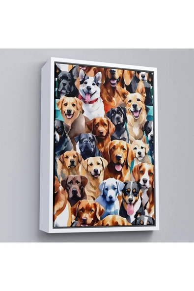 Trezon Ahşap Çerçeveli Sevimli Köpekler Tablosu-7920 ürün görseli 1