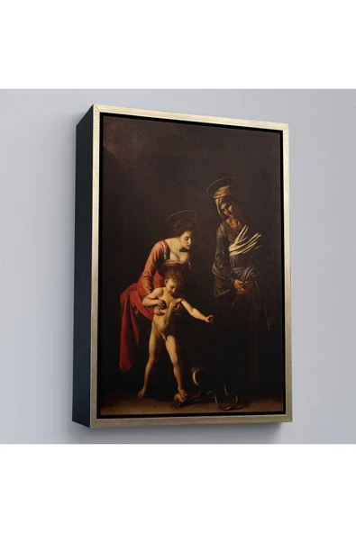 Trezon Ahşap Çerçeveli Caravaggio - Madonna Ve Çocuk, Aziz Anne İle Tablo-7359 ürün görseli 1