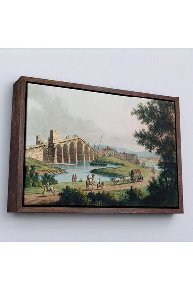 Trezon Ahşap Çerçeveli Luigi Mayer - Kanuni Sultan Süleyman Köprüsü Tablosu-7035 ürün görseli 1