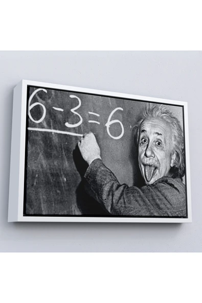 Trezon Ahşap Çerçeveli Albert Einstein Tablosu-7246 ürün görseli 1