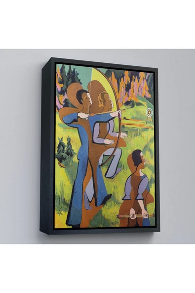 Trezon Ahşap Çerçeveli Ernst Ludwig Kirchner - Okçular Tablosu - Archers-8064 ürün görseli 1