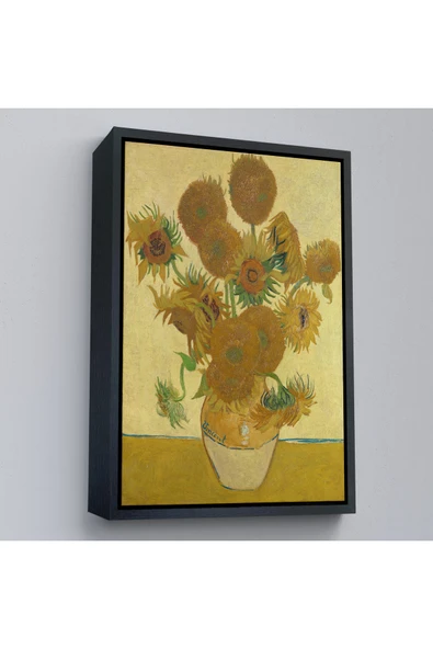 Trezon Ahşap Çerçeveli Vincent Van Gogh - Ayçiçekleri Tablo-7468 ürün görseli 1
