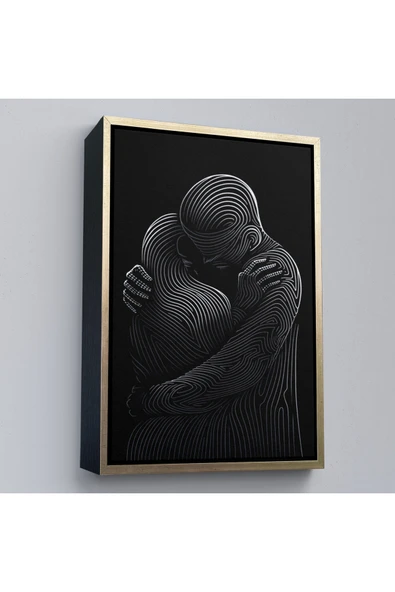 Trezon Ahşap Çerçeveli Linear Hug Sarılan Çift Tablosu-7819 ürün görseli 1