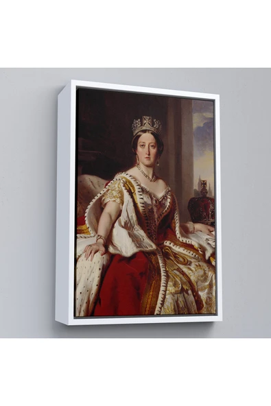 Trezon Ahşap Çerçeveli Franz Xaver Winterhalter - Kraliçe Victoria Tablosu - Queen Victoria-8038 ürün görseli 1
