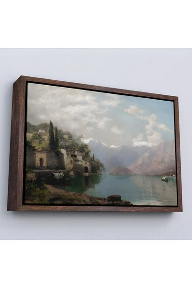 Trezon Ahşap Çerçeveli Robert Schultze' Komo Gölü Tablosu - Bellagio By Lake Como-7018 ürün görseli 1