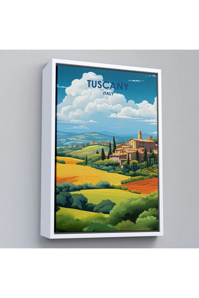 Trezon Ahşap Çerçeveli Toskana İtalya Tablosu - Tuscany-7764 ürün görseli 1
