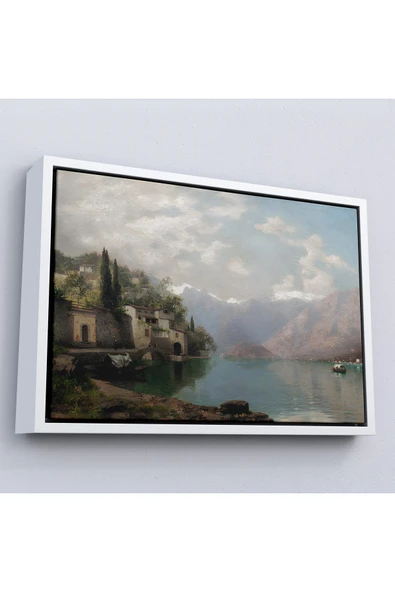 Trezon Ahşap Çerçeveli Robert Schultze' Komo Gölü Tablosu - Bellagio By Lake Como-7018 ürün görseli 1