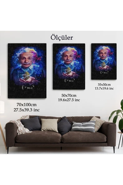 Trezon Albert Einstein E=mc2 Kanvas Tablo, Matematik Öğretmeninin Hediyesi-5244 - Resim 6