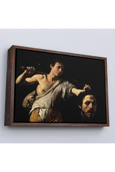 Trezon Ahşap Çerçeveli Caravaggio - David With The Head Of Goliath, Davud Goliath'In Başı Tablosu-7066 ürün görseli 1