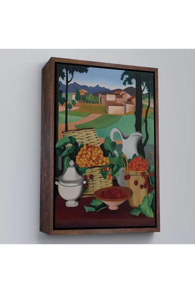 Trezon Ahşap Çerçeveli Auguste Herbin - Kirazlar Tablosu - Cherries-7354 ürün görseli 1