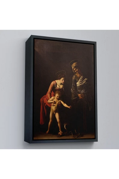 Trezon Ahşap Çerçeveli Caravaggio - Madonna Ve Çocuk, Aziz Anne İle Tablo-7359 ürün görseli 1