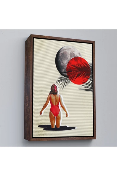 Trezon Ahşap Çerçeveli Mayolu Kadın Pop Art Tablosu-7874 ürün görseli 1