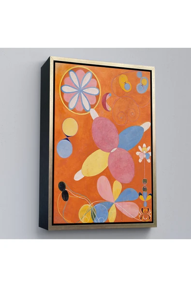 Trezon Ahşap Çerçeveli Hilma Af Klint - Turuncu Tablo - The Ten Largest No-7435 ürün görseli 1