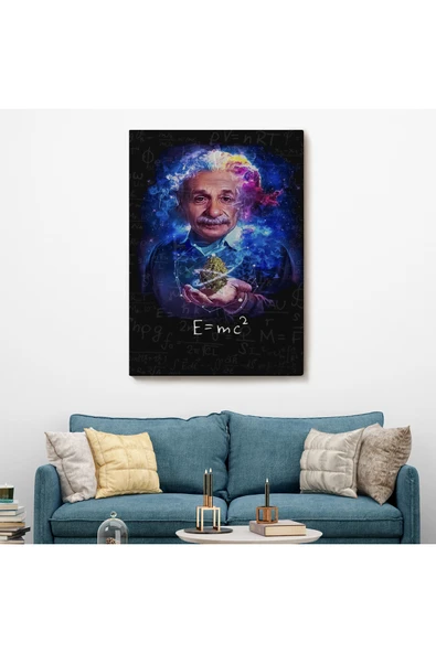 Trezon Albert Einstein E=mc2 Kanvas Tablo, Matematik Öğretmeninin Hediyesi-5244 - Resim 2