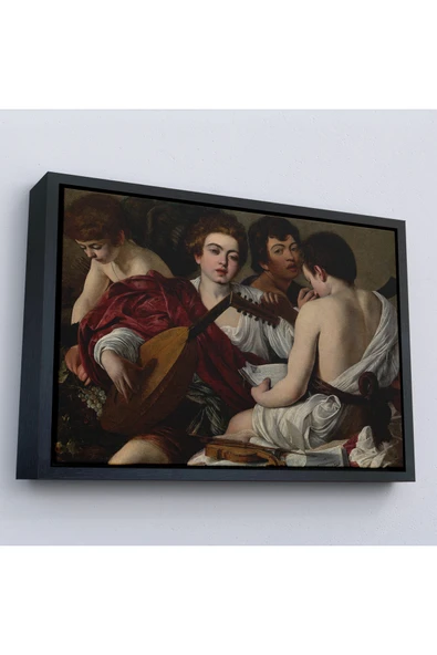 Trezon Ahşap Çerçeveli Caravaggio - Müzisyenler Tablo - The Musicians-7144 ürün görseli 1