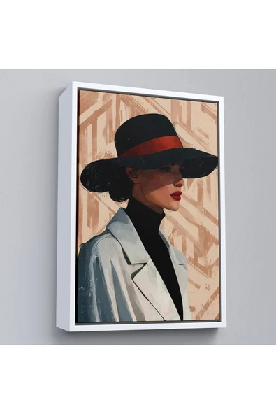 Trezon Ahşap Çerçeveli Güzel Retro Kadın Tablosu-7595 ürün görseli 1