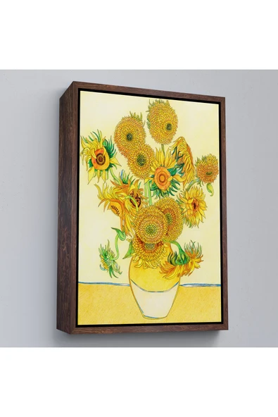 Trezon Ahşap Çerçeveli Vincent Van Gogh - Ayçiçekleri Tablo-7447 ürün görseli 1