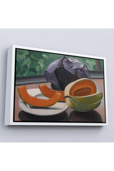 Trezon Ahşap Çerçeveli Auguste Herbin - Kavunlu Natürmort - Still Life With Melon-7101 ürün görseli 1