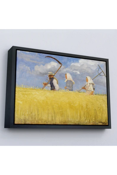 Trezon Ahşap Çerçeveli Anna Ancher - İşçiler Tablo - Harvesters-7156 ürün görseli 1