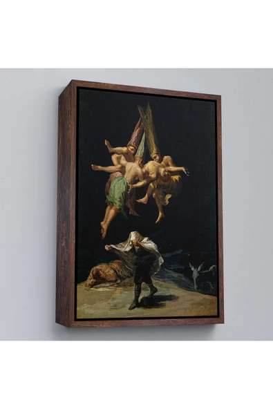 Trezon Ahşap Çerçeveli Francisco Goya - Witches Flight Cadıların Uçusu Tablosu-7794 ürün görseli 1