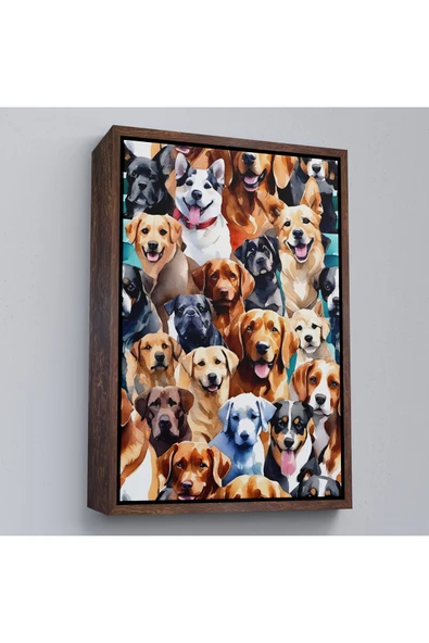 Trezon Ahşap Çerçeveli Sevimli Köpekler Tablosu-7920 ürün görseli 1