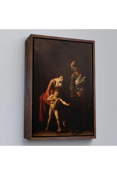 Trezon Ahşap Çerçeveli Caravaggio - Madonna Ve Çocuk, Aziz Anne İle Tablo-7359 ürün görseli 1